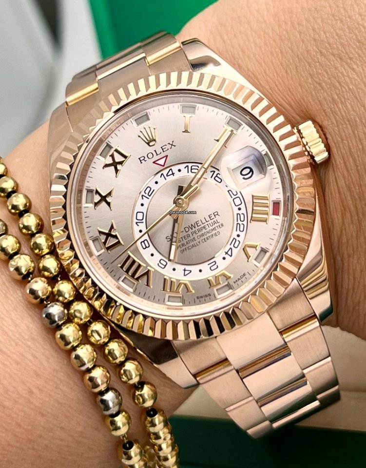 Sky-Dweller 18K Roségold, Jahreskalender, Sundust-Zifferblatt