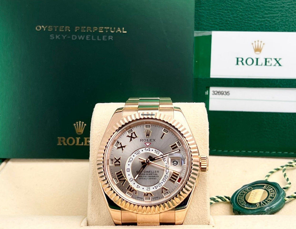 Sky-Dweller 18K Roségold, Jahreskalender, Sundust-Zifferblatt