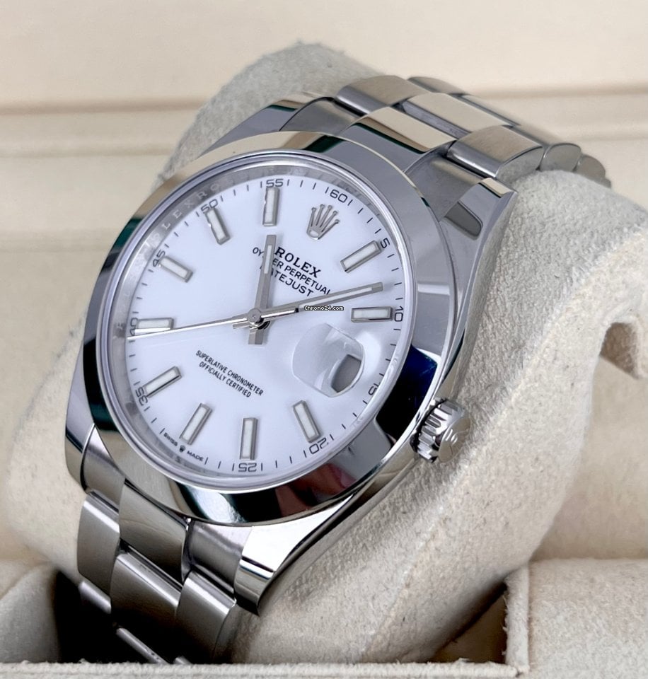 Rolex Datejust 41 weißes Zifferblatt, Komplettset