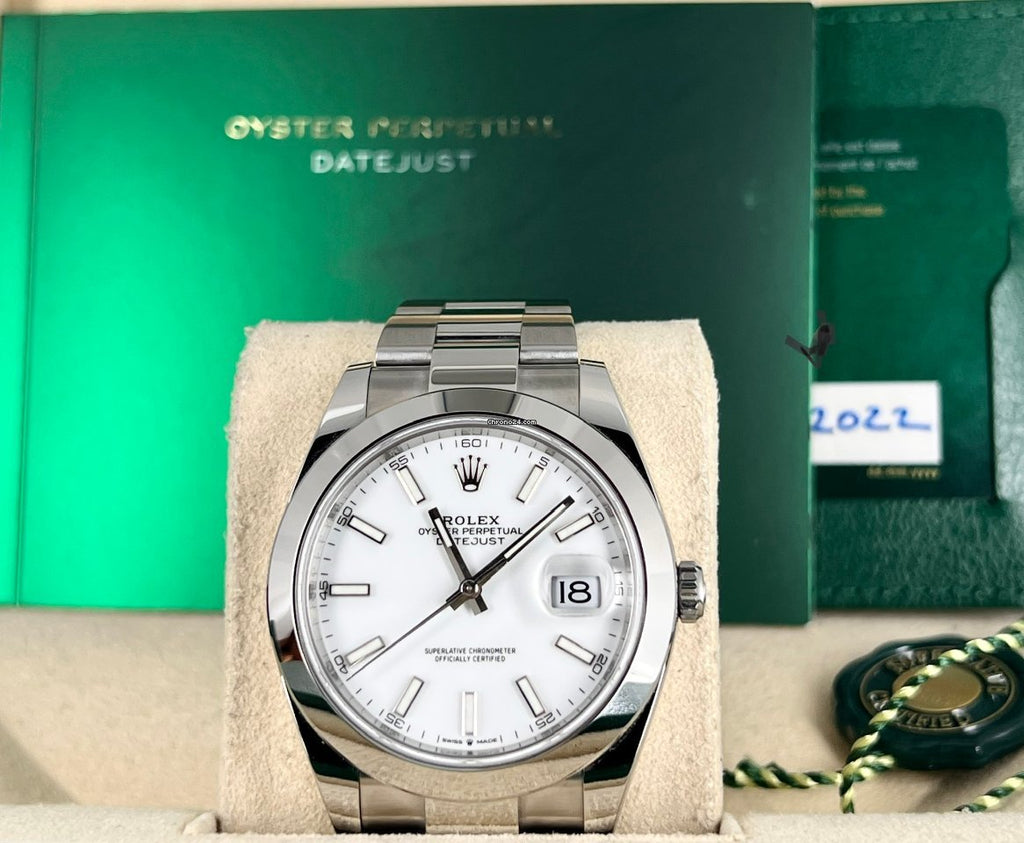 Rolex Datejust 41 weißes Zifferblatt, Komplettset