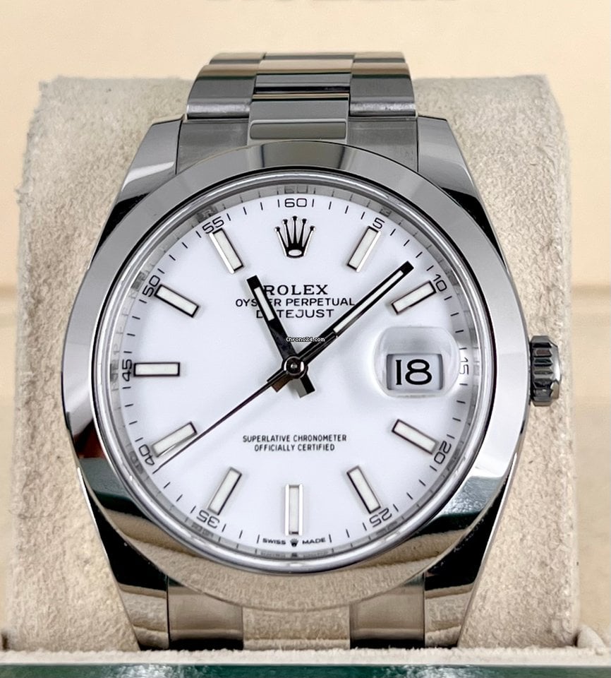 Rolex Datejust 41 weißes Zifferblatt, Komplettset