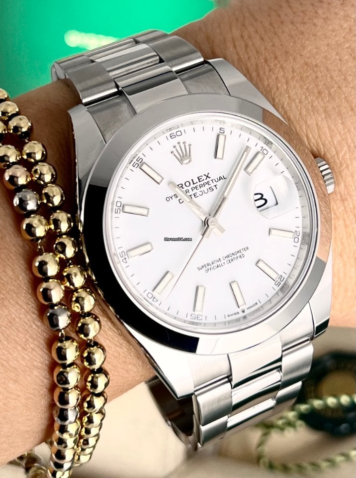 Rolex Datejust 41 weißes Zifferblatt, Komplettset