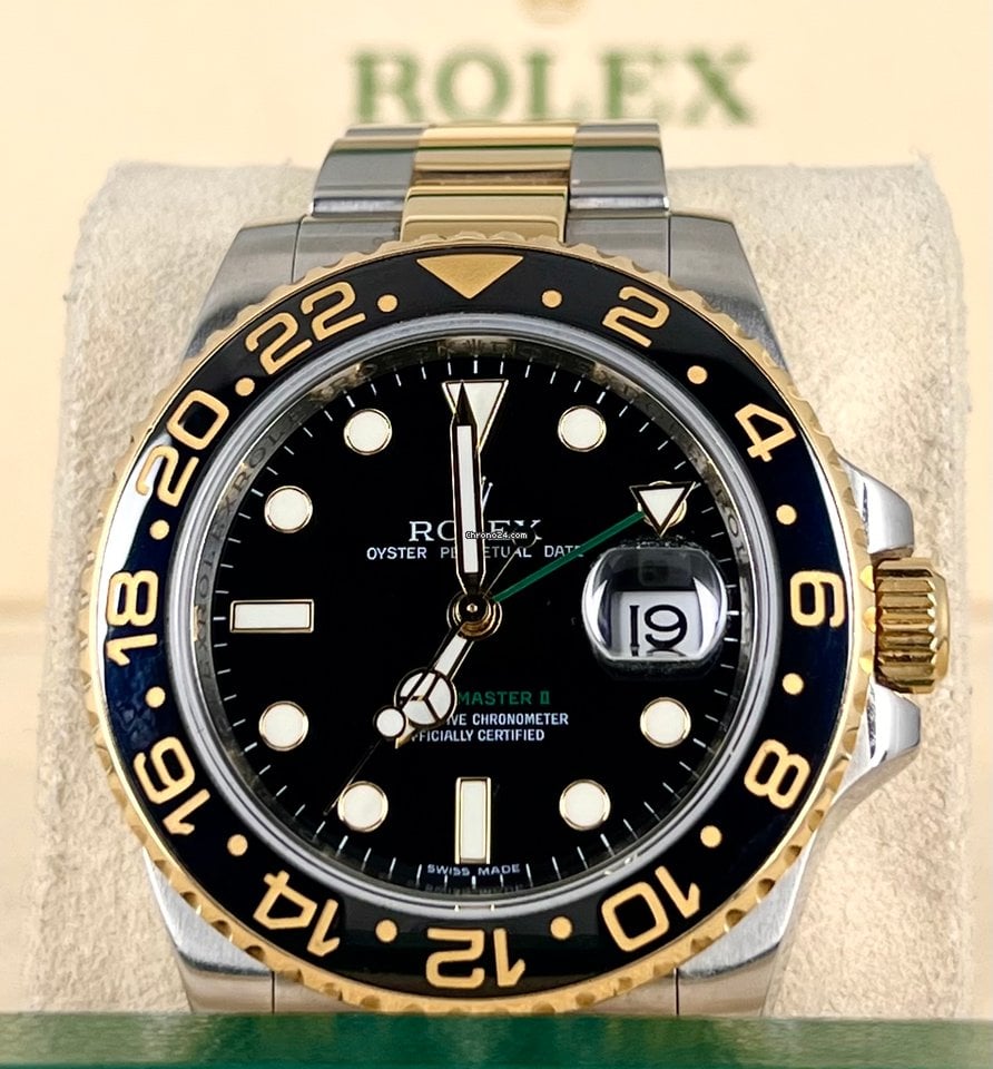 GMT-Master II 2008, wie neu, Box und Papiere, Stahl und Gold