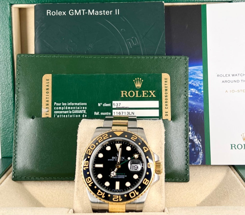 GMT-Master II 2008, wie neu, Box und Papiere, Stahl und Gold