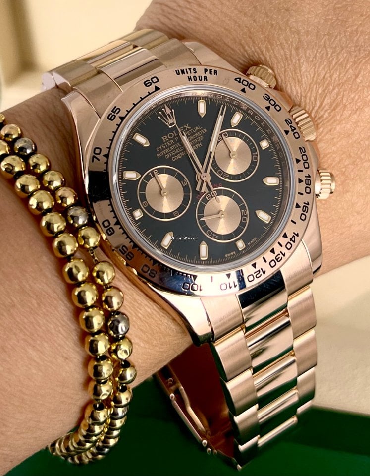 Daytona schwarzes Zifferblatt, Roségold, neuwertiger Zustand