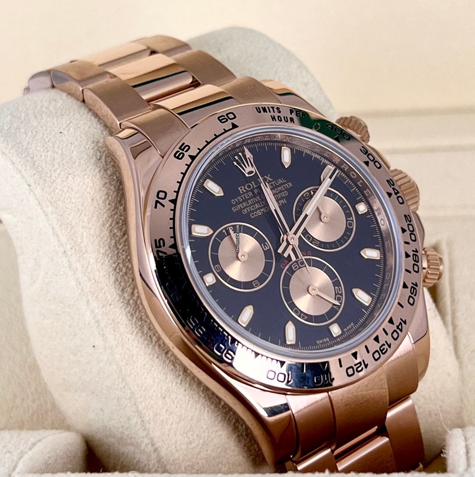 Daytona schwarzes Zifferblatt, Roségold, neuwertiger Zustand