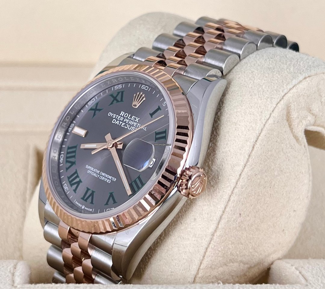Datejust 36 Stahl und Roségold, 2025, neu, Komplettset, Wimbledon-Zifferblatt