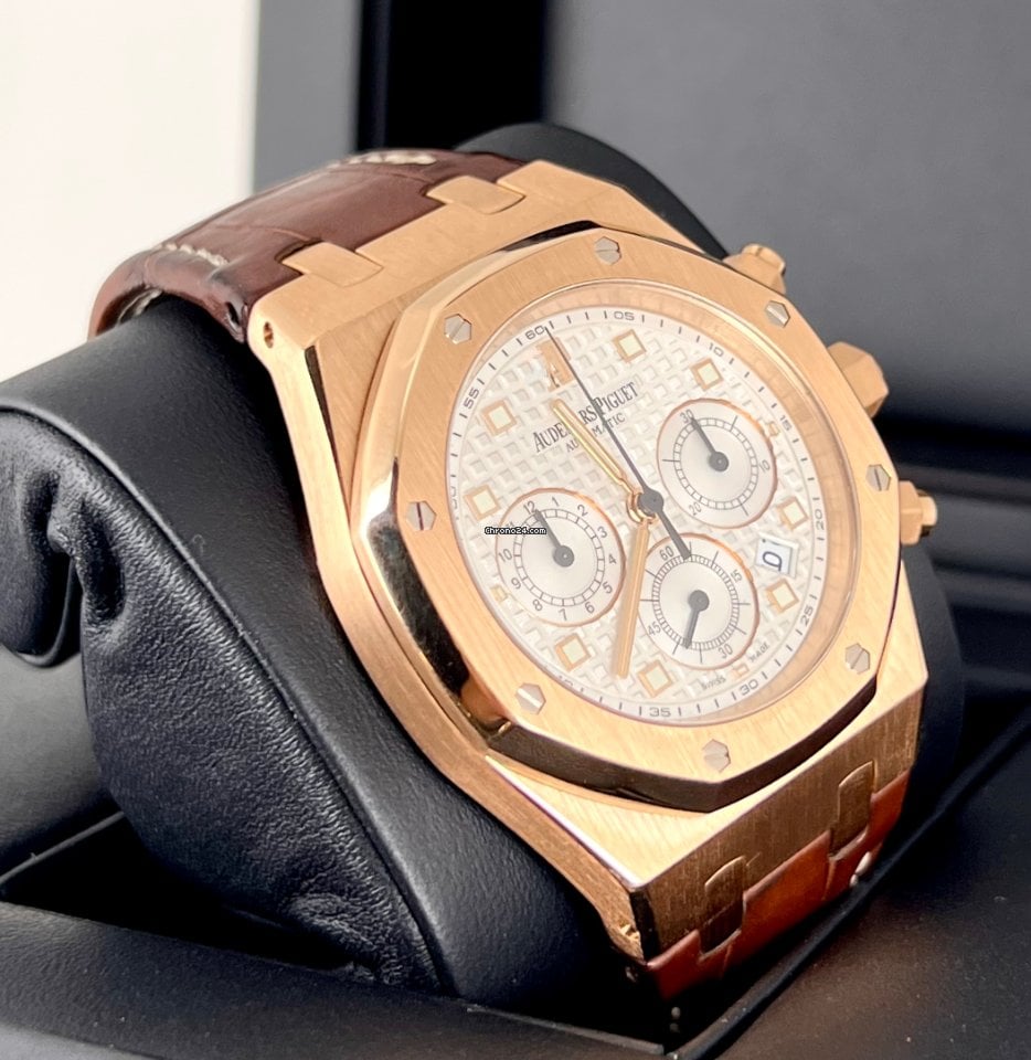 Royal Oak Chronograph Kasparov Roségold Weißes Zifferblatt Box und
