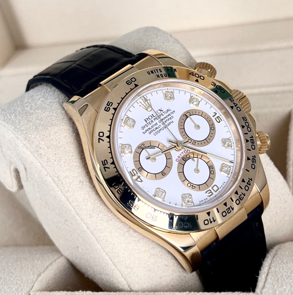 Daytona 18K Gelbgold, Diamant-Zifferblatt, unpoliert, hervorragender neuwertiger Zustand