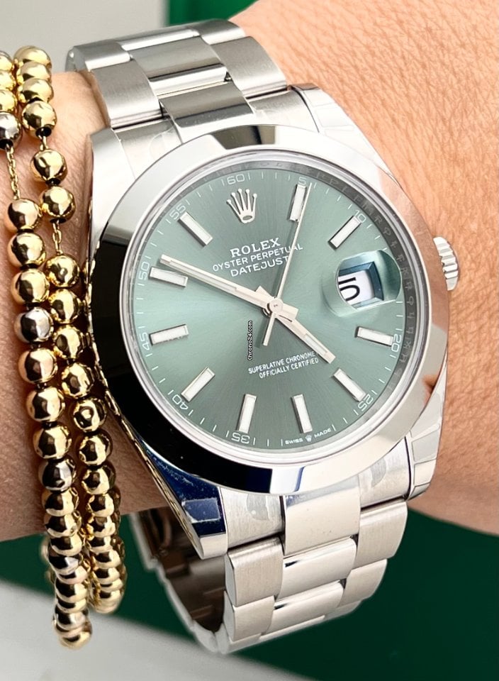 Datejust 41 mm grünes Zifferblatt,, Box und Papiere