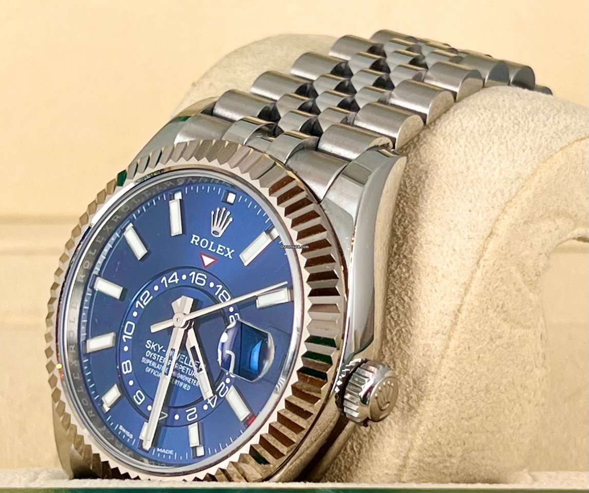 Sky-Dweller 42 mit Jahreskalender, blaues Zifferblatt, Jubilee-Armband, Komplettset, unpoliert