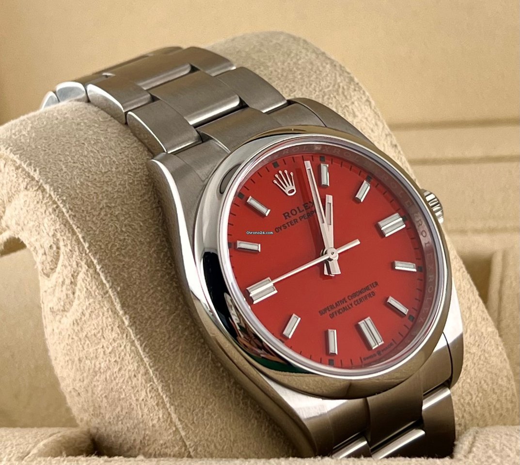 Oyster Perpetual 36 Korallenrotes Zifferblatt, eingestellt, Komplettset