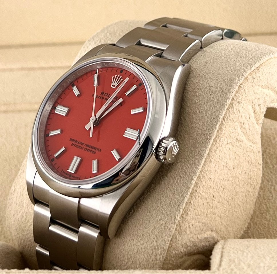 Oyster Perpetual 36 Korallenrotes Zifferblatt, eingestellt, Komplettset