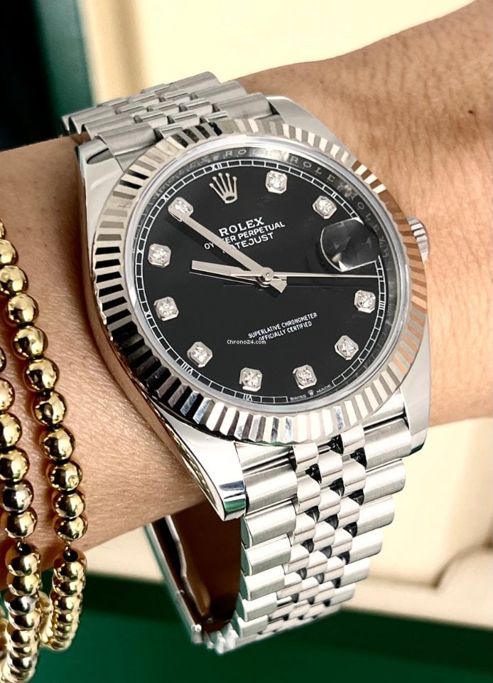 Datejust 41 schwarzes Zifferblatt mit Diamanten