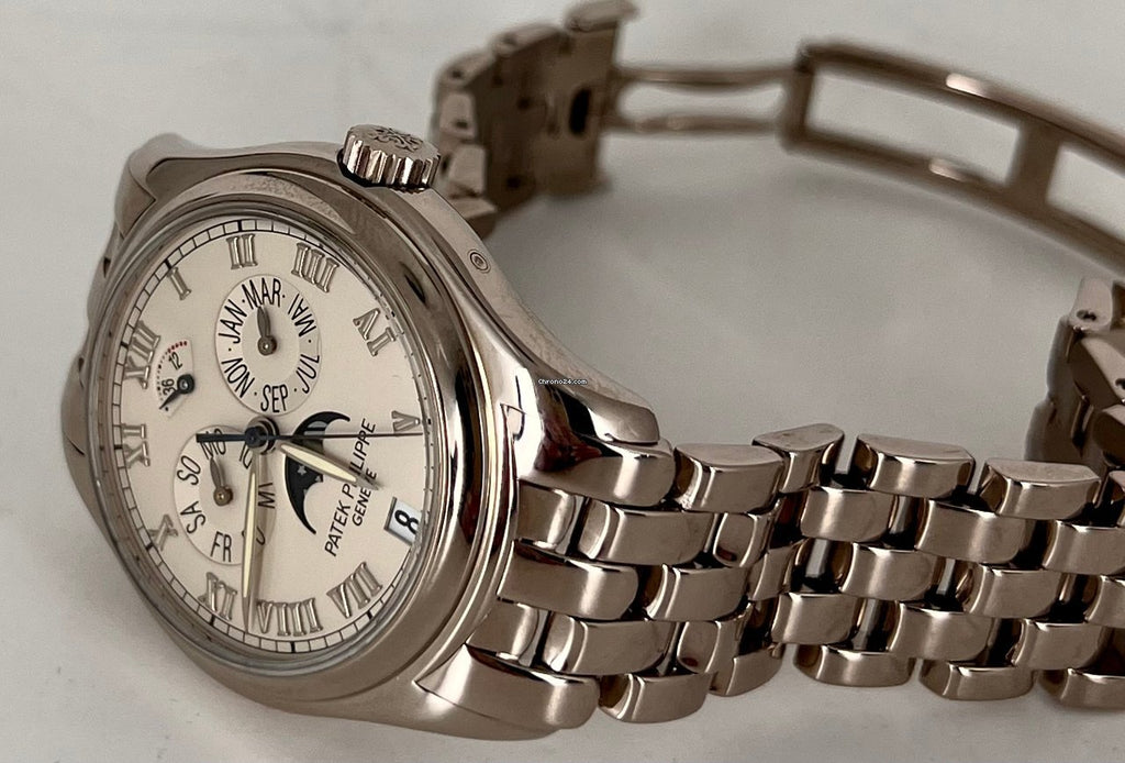 Jahreskalender Mondphase 37 mm 18K Weißgold