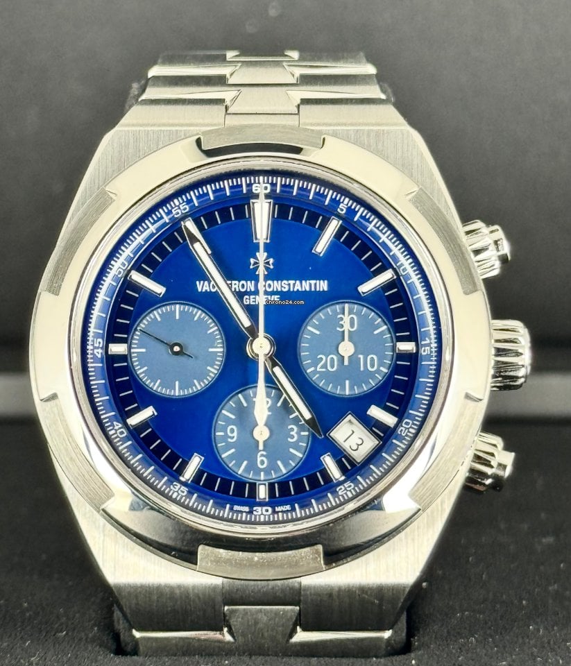 Overseas Chronograph mit blauem Zifferblatt, neu 2021, Komplettset