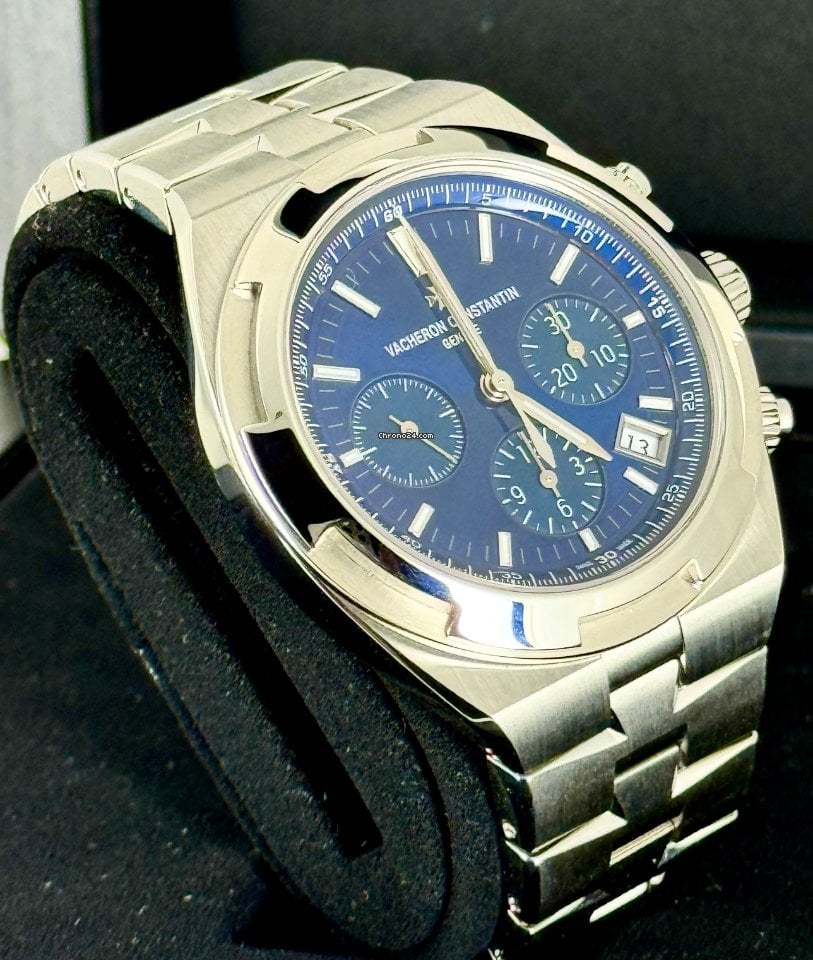 Overseas Chronograph mit blauem Zifferblatt, neu 2021, Komplettset