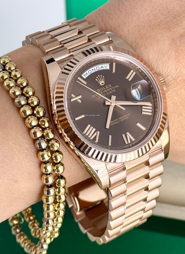 Day-Date 40 römisches schokoladenfarbenes Zifferblatt, Roségold