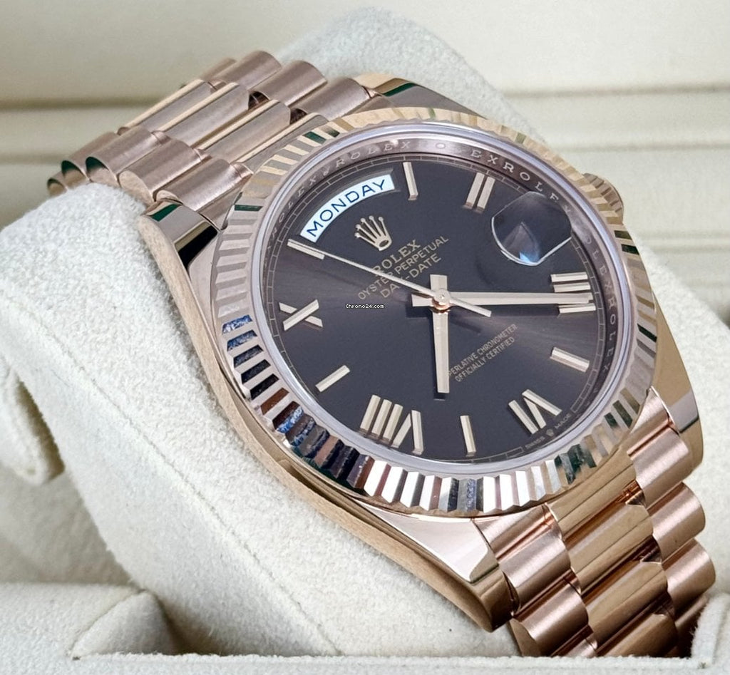 Day-Date 40 römisches schokoladenfarbenes Zifferblatt, Roségold
