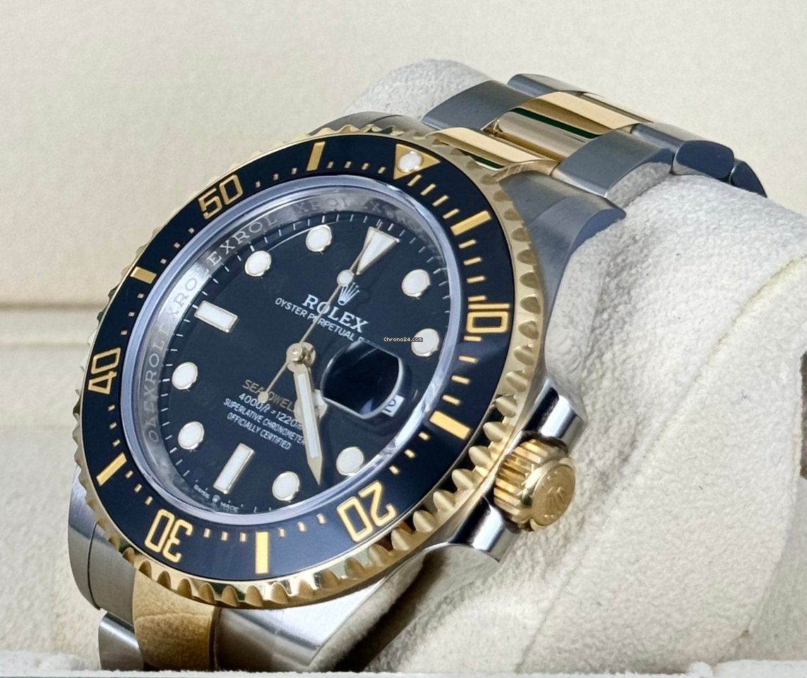 Sea-Dweller 43 mm Stahl Gold, Box und Papiere