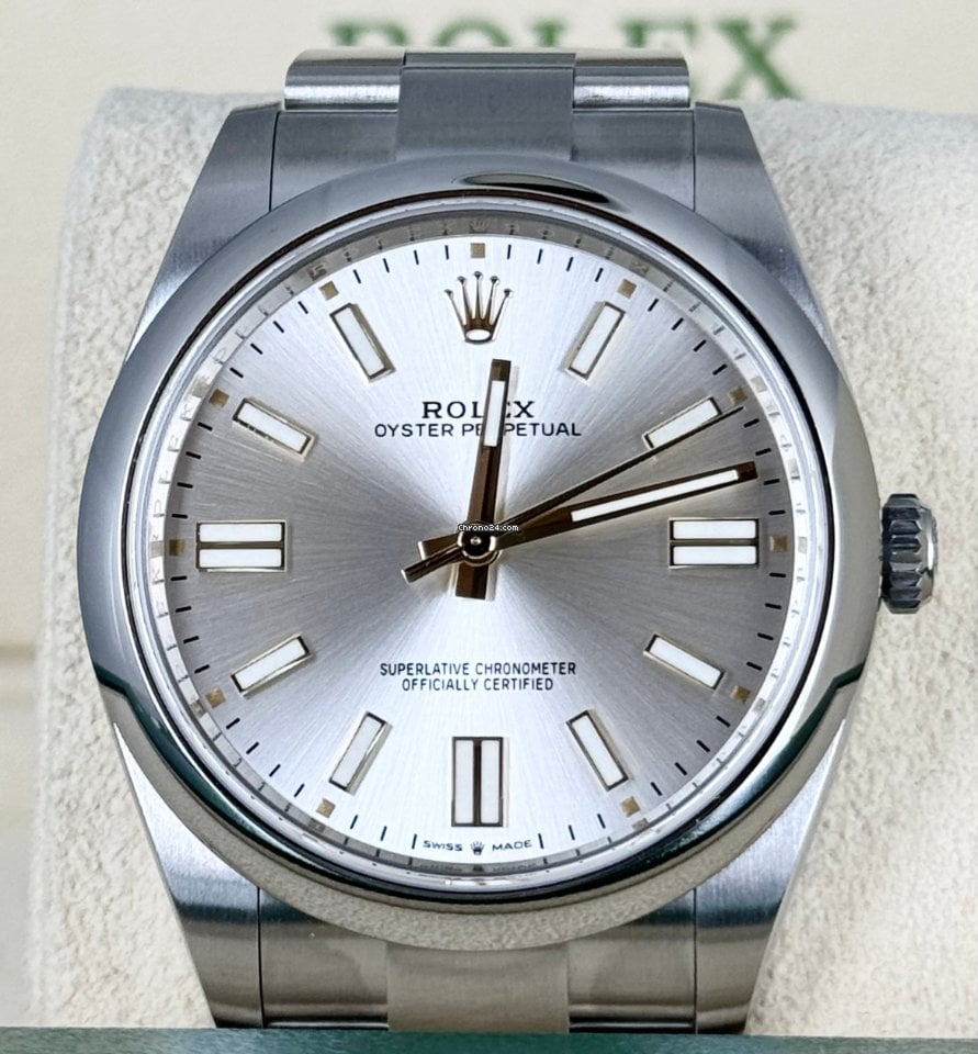 Oyster Perpetual 41 graues Zifferblatt mit goldenen Zahlen