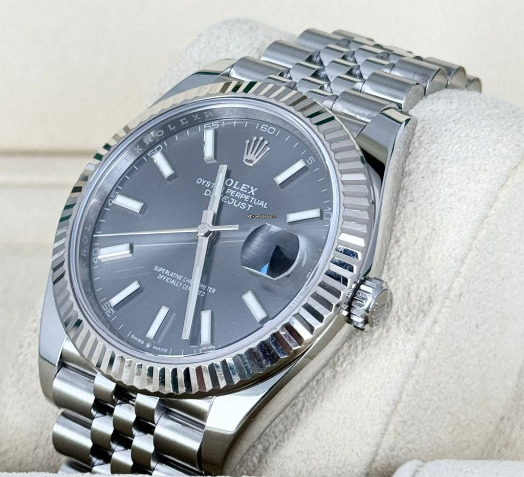 Rolex Datejust 41 zertifiziert, Rhodium-Zifferblatt