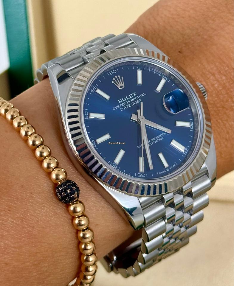 Datejust 41 zertifiziert, blaues Stick-Zifferblatt, 2020, neue Karte