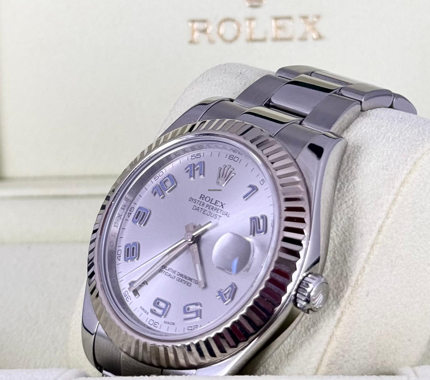 Rolex Datejust II arabisches silbernes Zifferblatt, Box & Papiere, Weißgoldlünette