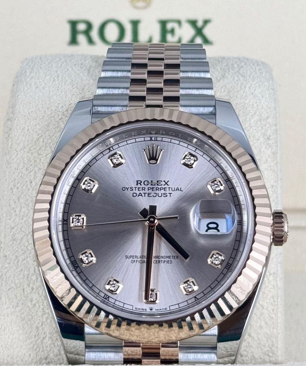 Rolex Datejust 41 2023 Sundust-Zifferblatt mit Diamanten, 2023, wie neu, Komplettset