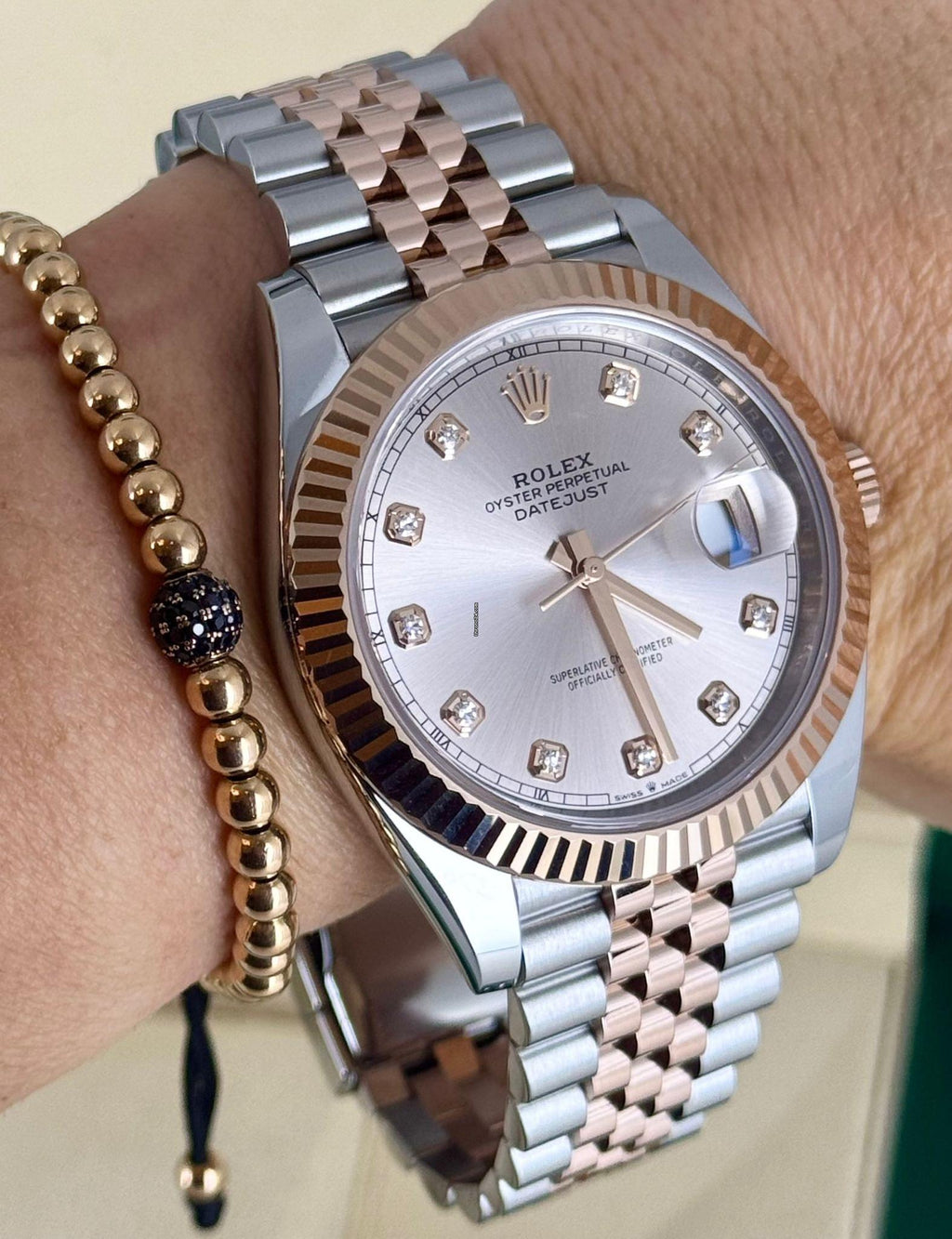 Rolex Datejust 41 2023 Sundust-Zifferblatt mit Diamanten, 2023, wie neu, Komplettset