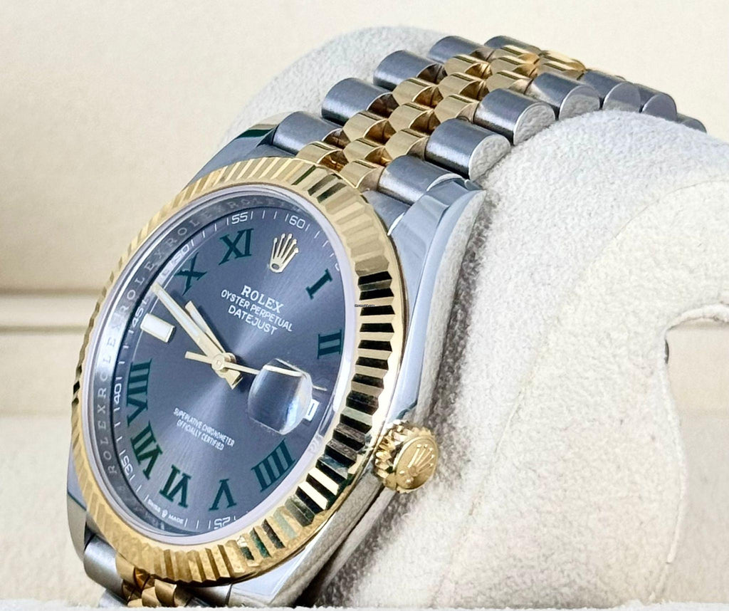 Rolex Datejust 41 Stahl und Gold 41 mm Full Set Wie neu Wimbledon-Zifferblatt Jubilee 18K
