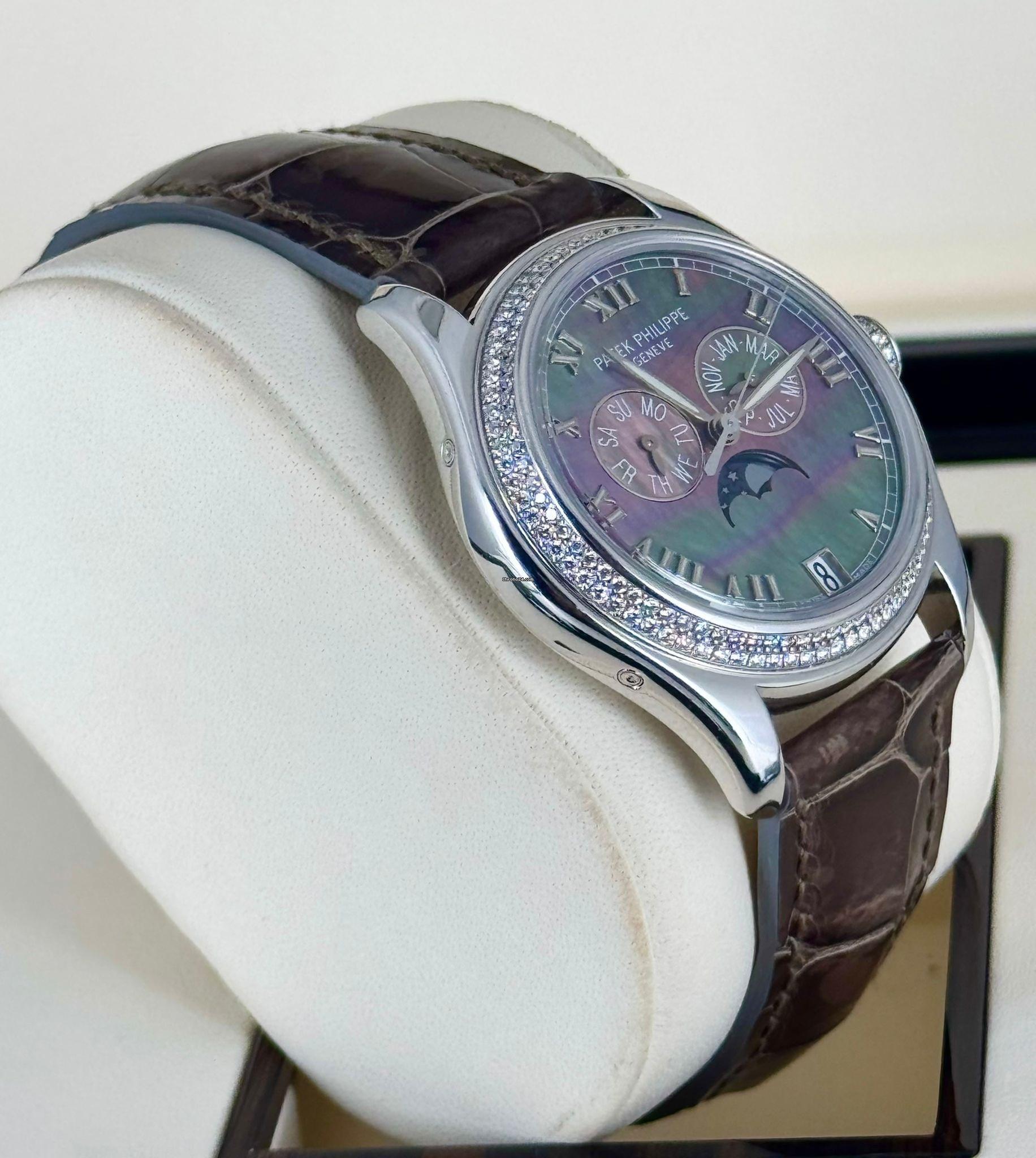 Patek Philippe Annual Calendar Komplikationen Jahreskalender Werksdiamanten Perlmutt-Zifferblatt Box und Papiere