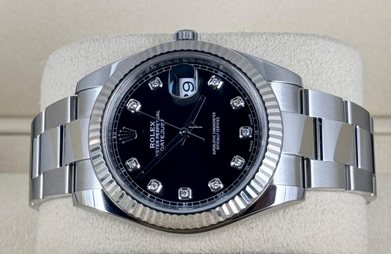 Datejust 41 Diamanten Schwarzes Zifferblatt Neuwertig Komplettset