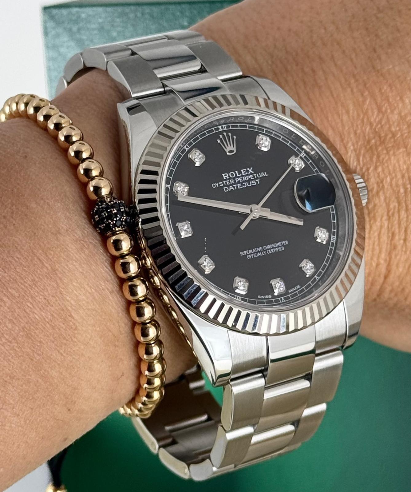 Datejust 41 Diamanten Schwarzes Zifferblatt Neuwertig Komplettset