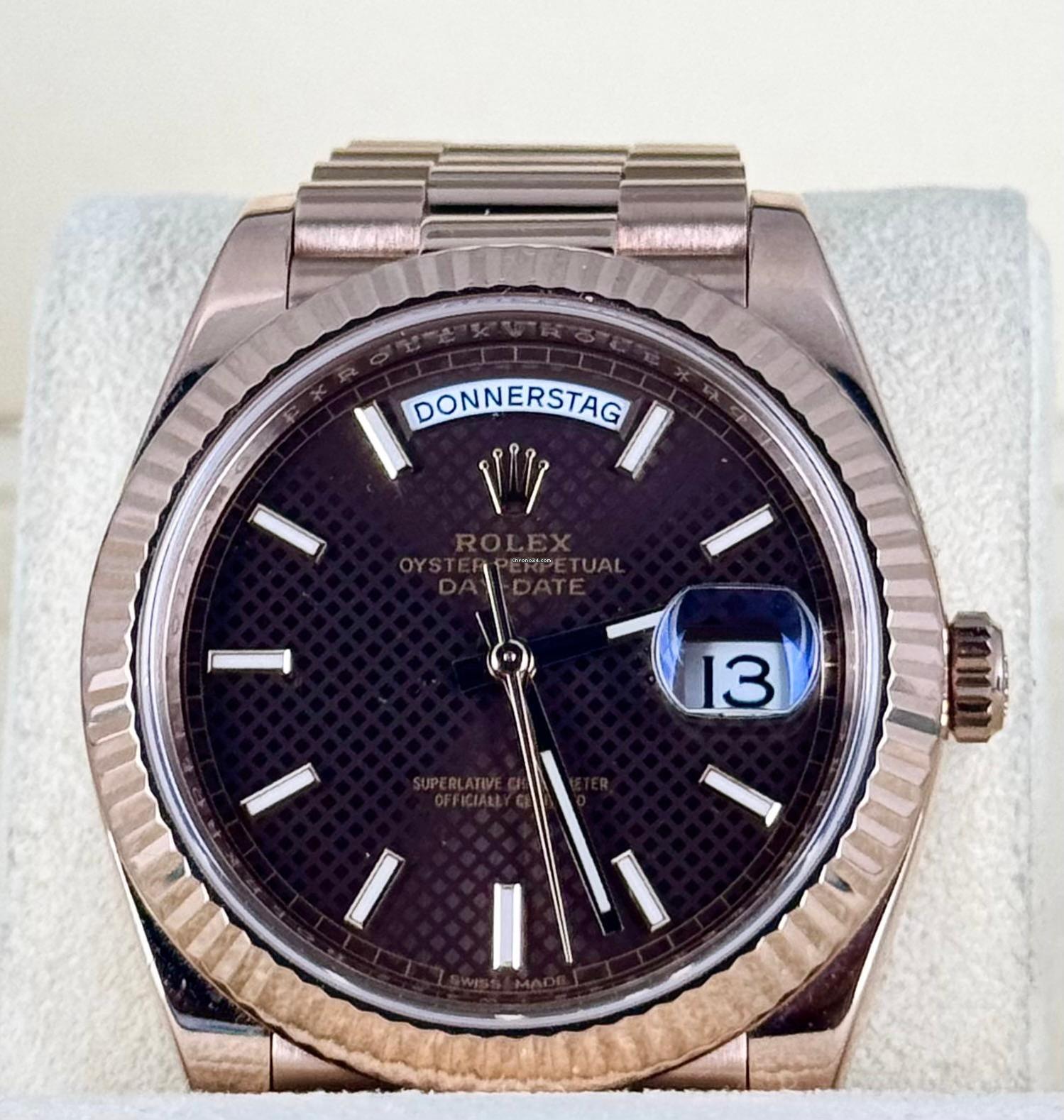 Day-Date 40mm Roségold LC100 Deutschland Schokoladenfarbenes Waffel-Zifferblatt Komplettset