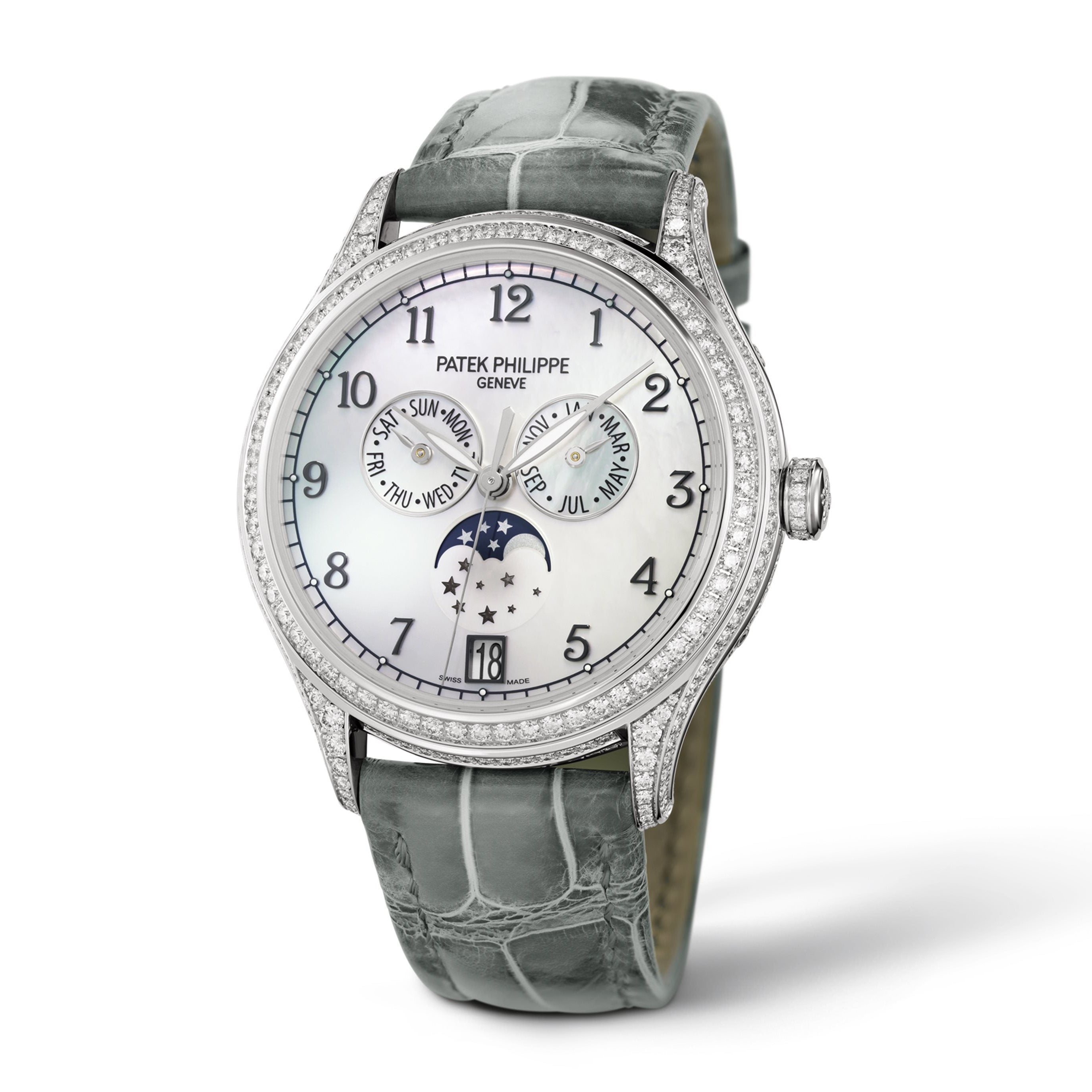 Komplikationen Calatrava Jahreskalender, Mondphase mit Diamanten