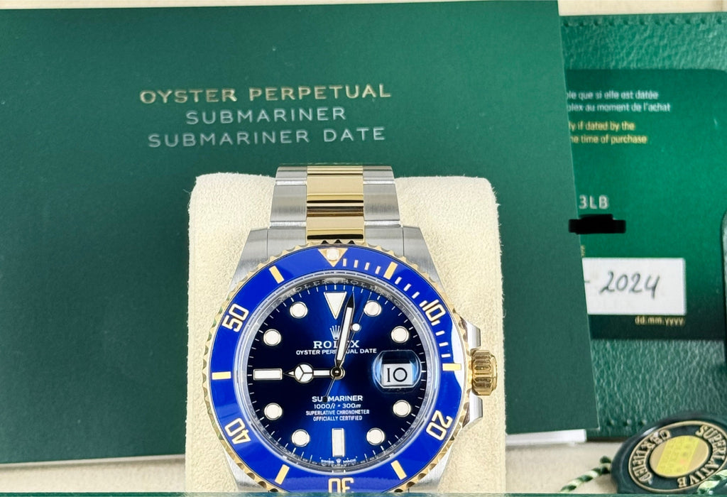 Submariner Stahl Gelbgold 41 mm „Bluesy“, neu