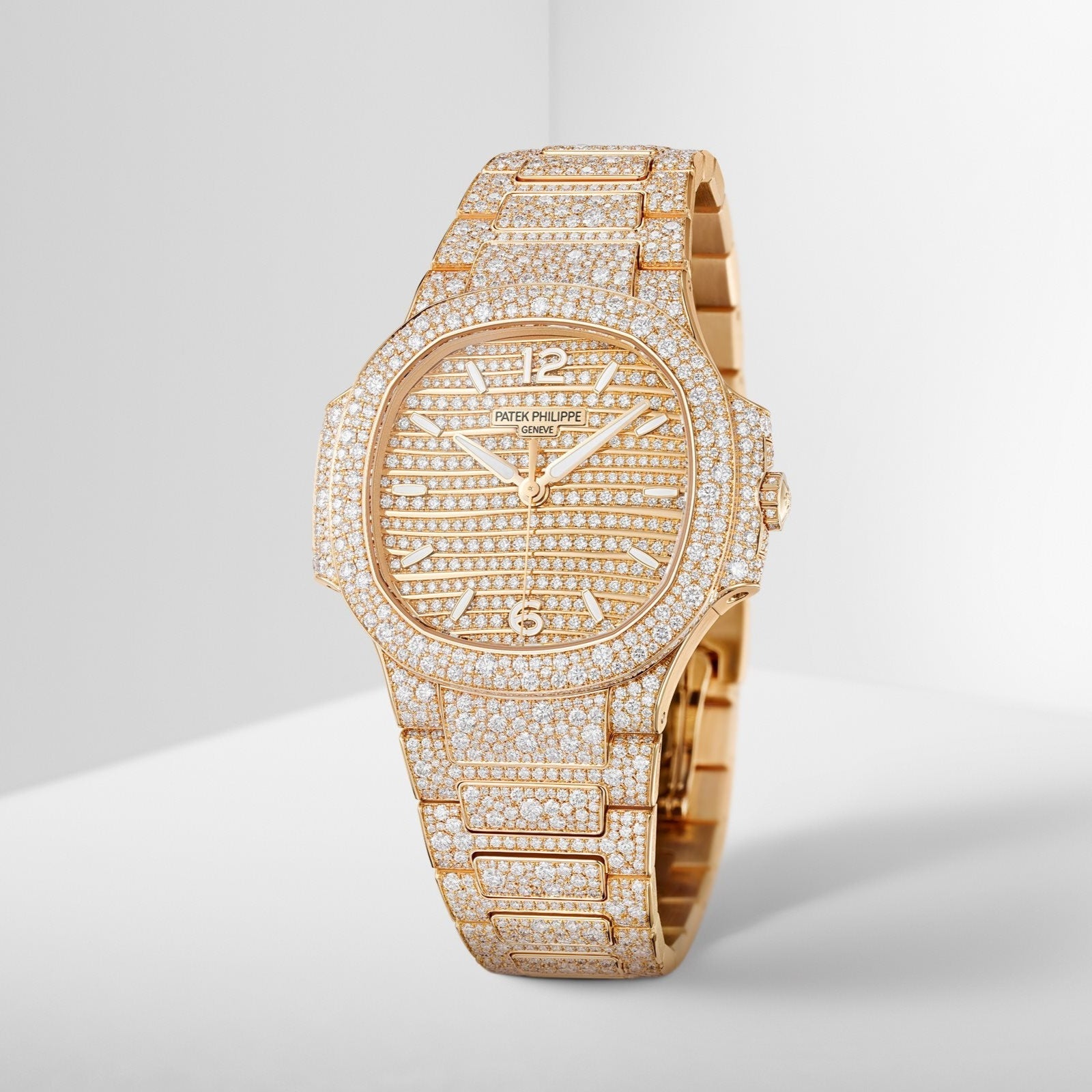 Nautilus Damen Automatik mit vollständigem Diamantbesatz