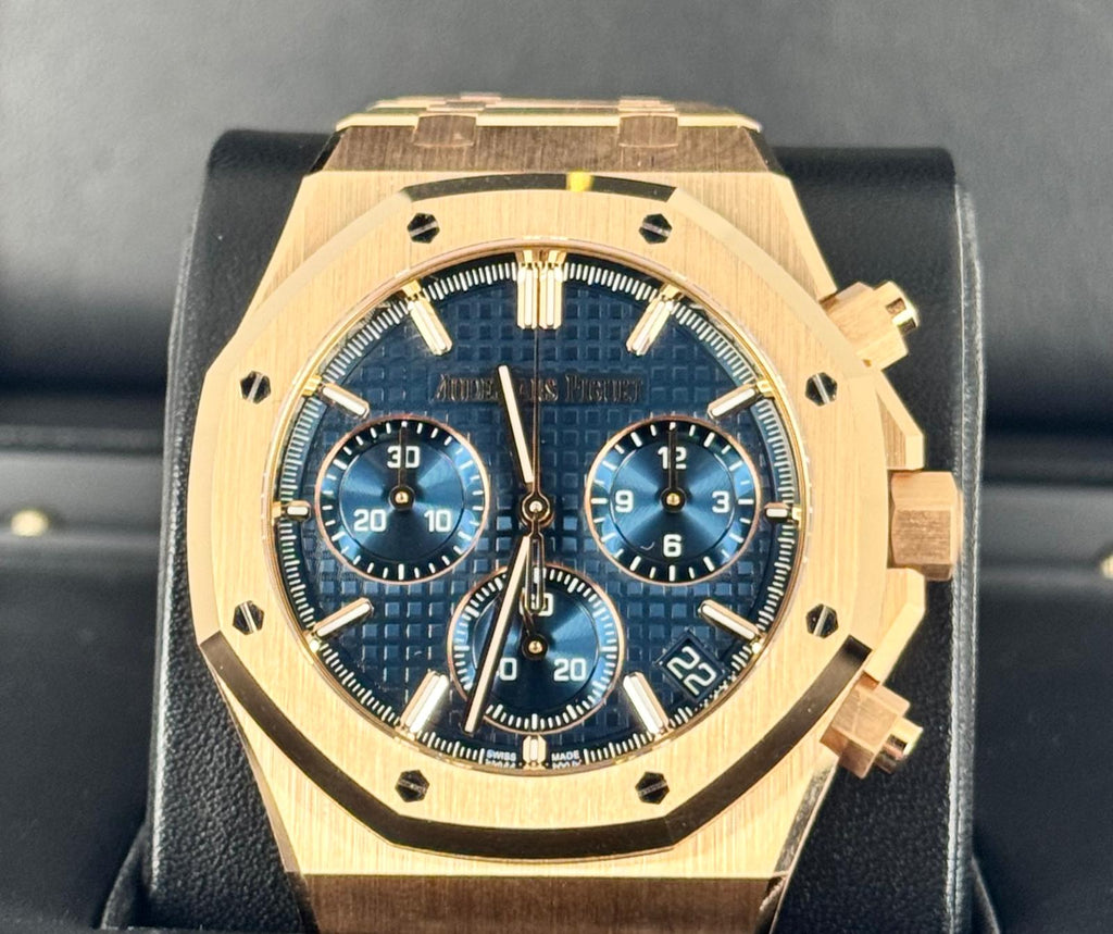 Audemars Piguet Royal Oak Chronograph Roségold 18k Blaues Zifferblatt Neu 2024