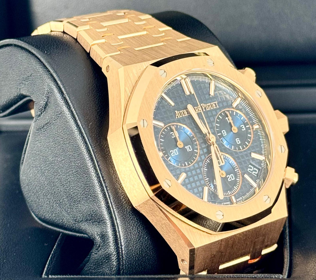 Audemars Piguet Royal Oak Chronograph Roségold 18k Blaues Zifferblatt Neu 2024