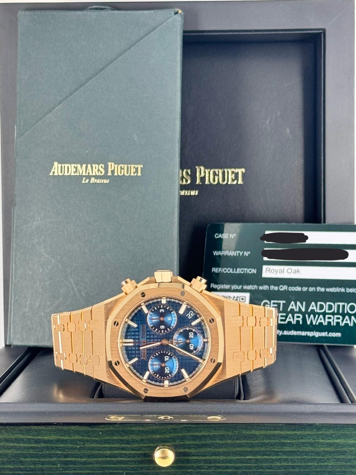 Audemars Piguet Royal Oak Chronograph Roségold 18k Blaues Zifferblatt Neu 2024