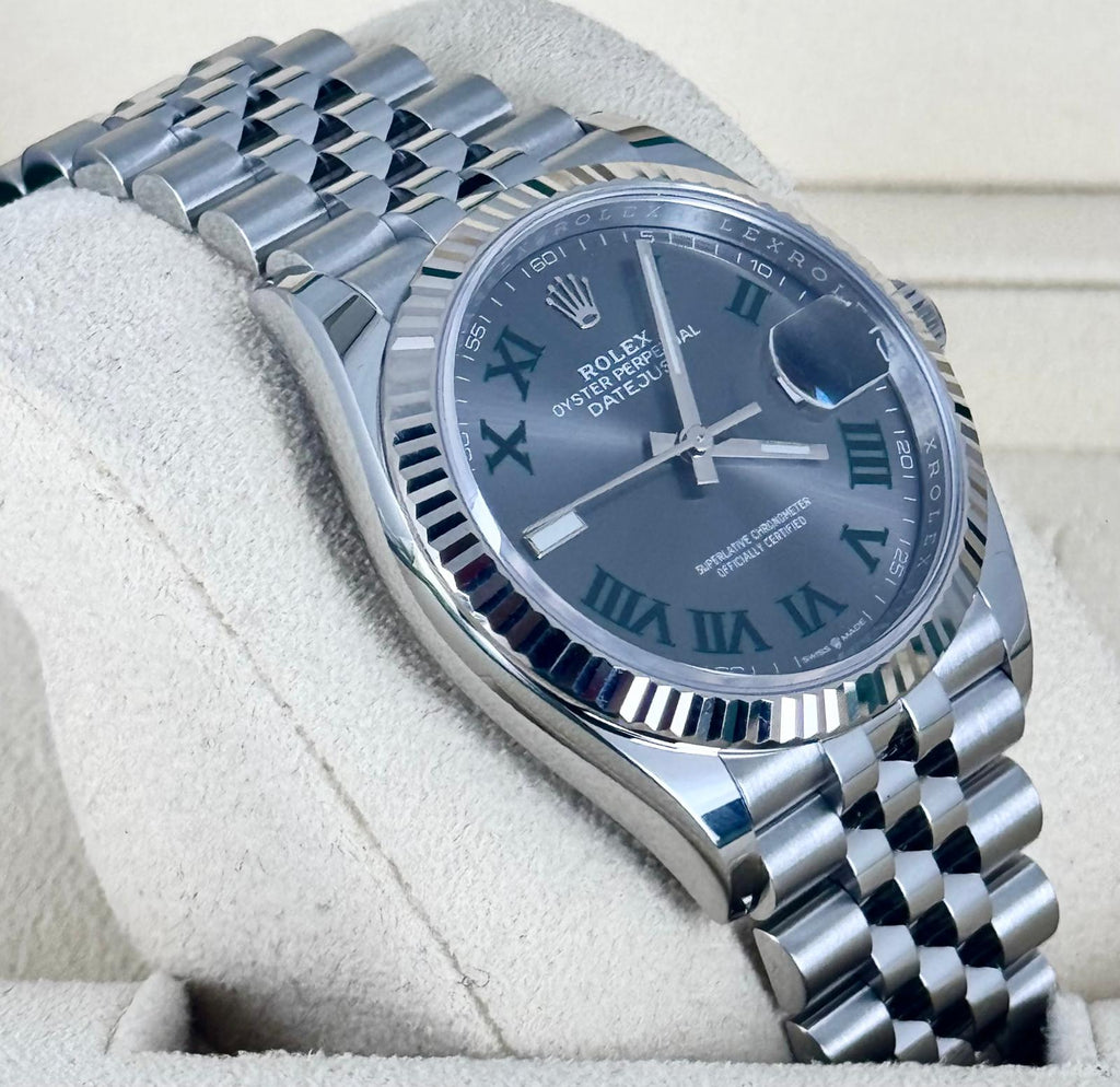 Rolex Datejust 36 Zertifiziert 18K Weißgoldlünette nach vollständigem Service 2021 Wie neu