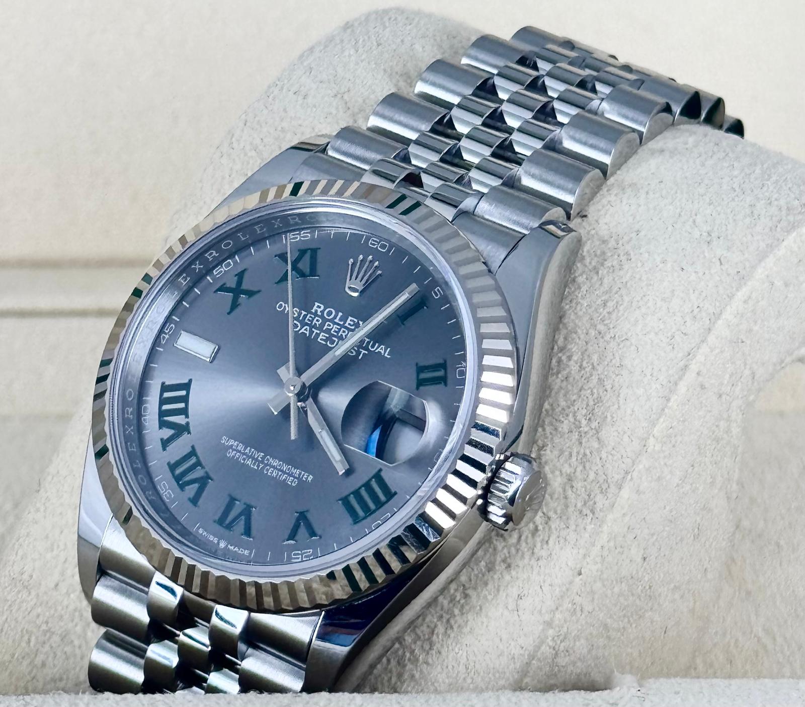 Rolex Datejust 36 Zertifiziert 18K Weißgoldlünette nach vollständigem Service 2021 Wie neu