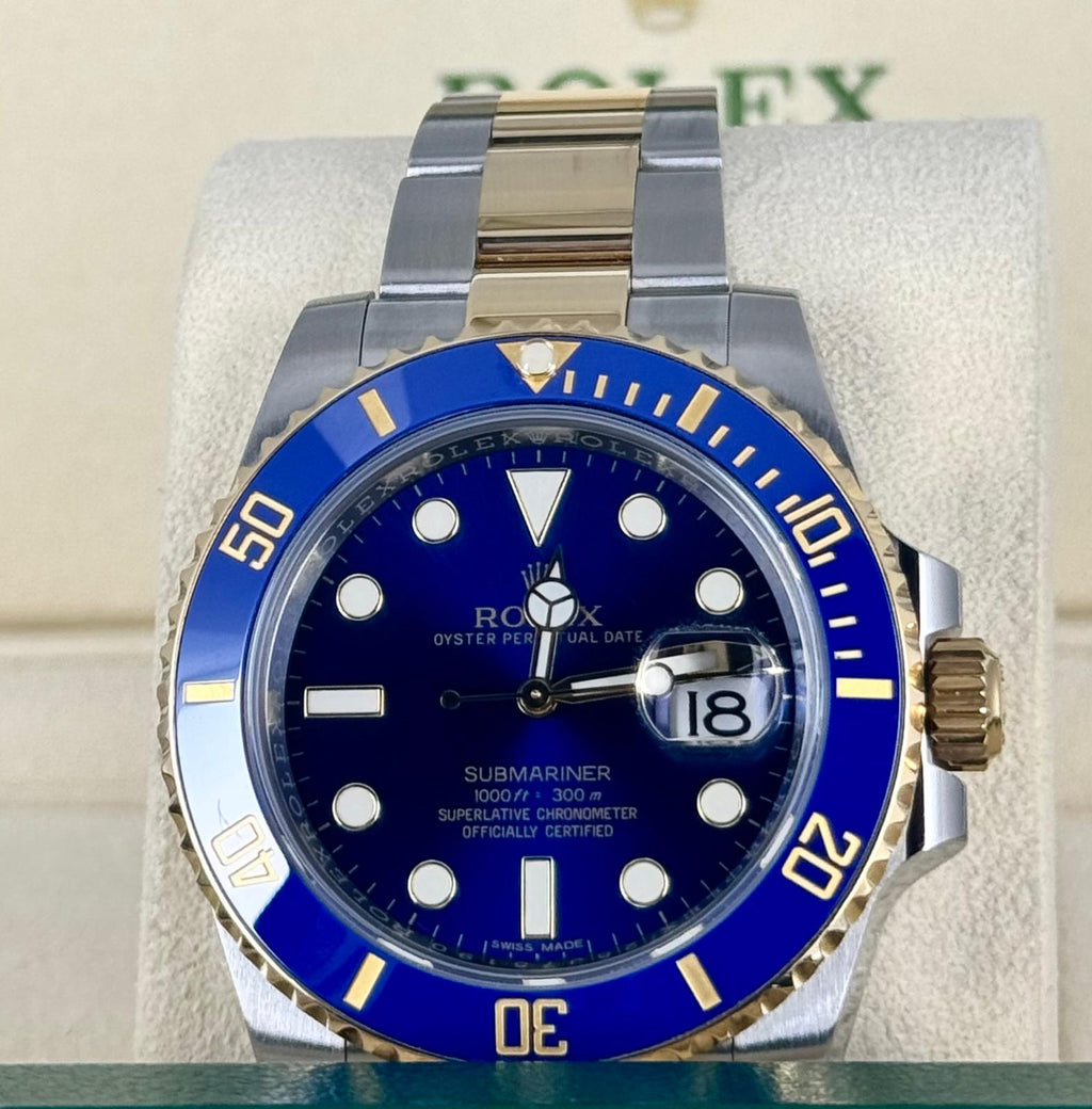 Rolex Submariner Date Bluesy 2015 LC 100 Box und Papiere Wie neu