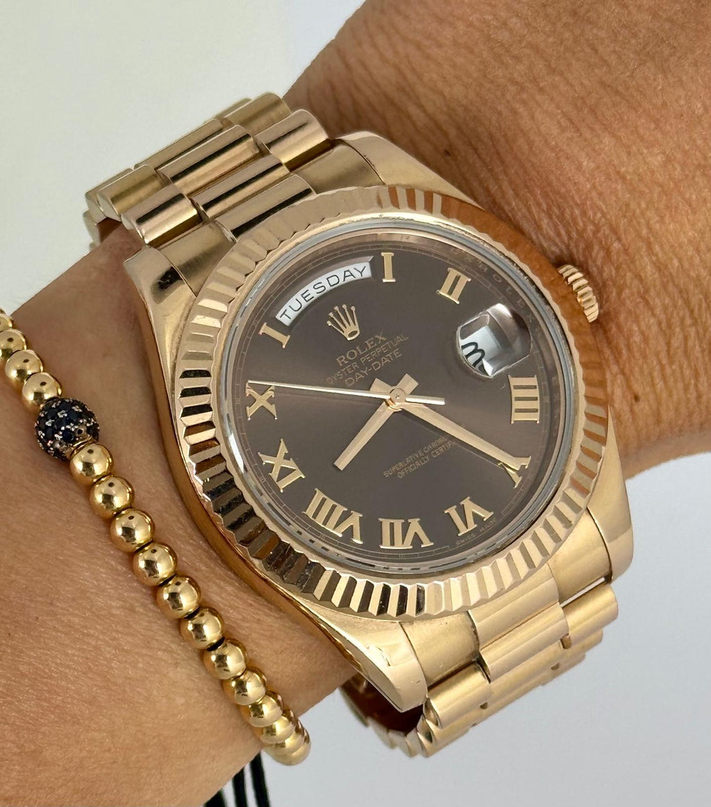Rolex Day-Date II 41 mm Roségold Schokoladen-Zifferblatt 2015 Komplettset