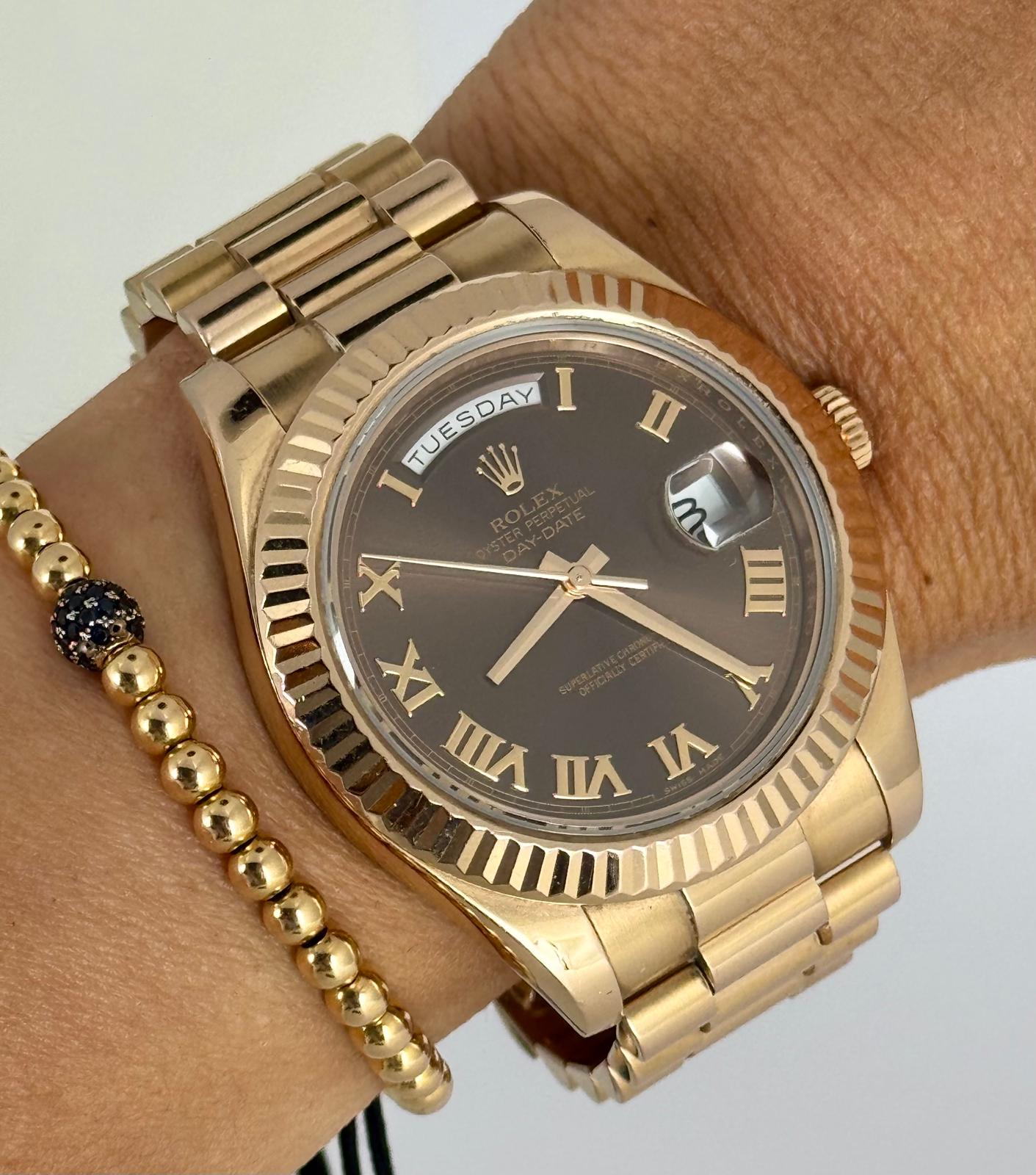 Rolex Day-Date II 41 mm Roségold Schokoladen-Zifferblatt 2015 Komplettset
