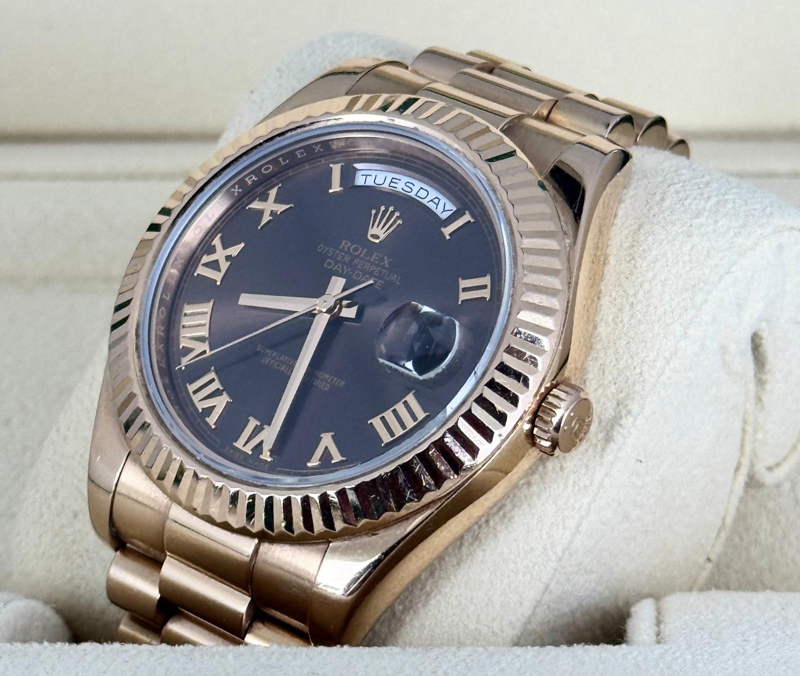 Rolex Day-Date II 41 mm Roségold Schokoladen-Zifferblatt 2015 Komplettset