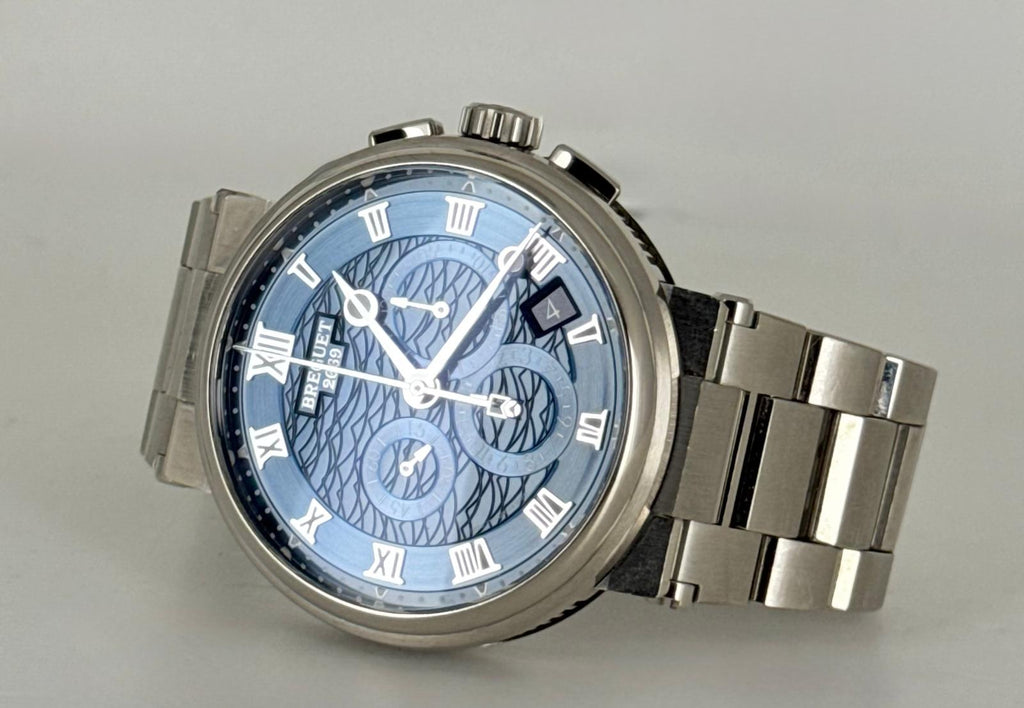 Breguet Marine Chronograph 5527 BB 18 K Weißgold Full Set 2022 nach Service BESTER PREIS WELTWEIT!