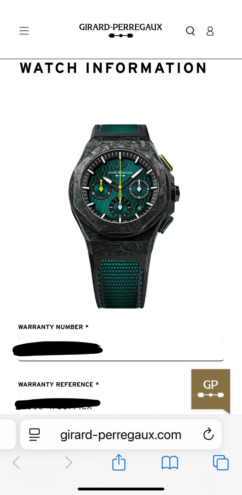 Girard Perregaux Laureato Absolute Chronograph Aston Martin F1 komplettes Set, 99 % neu
