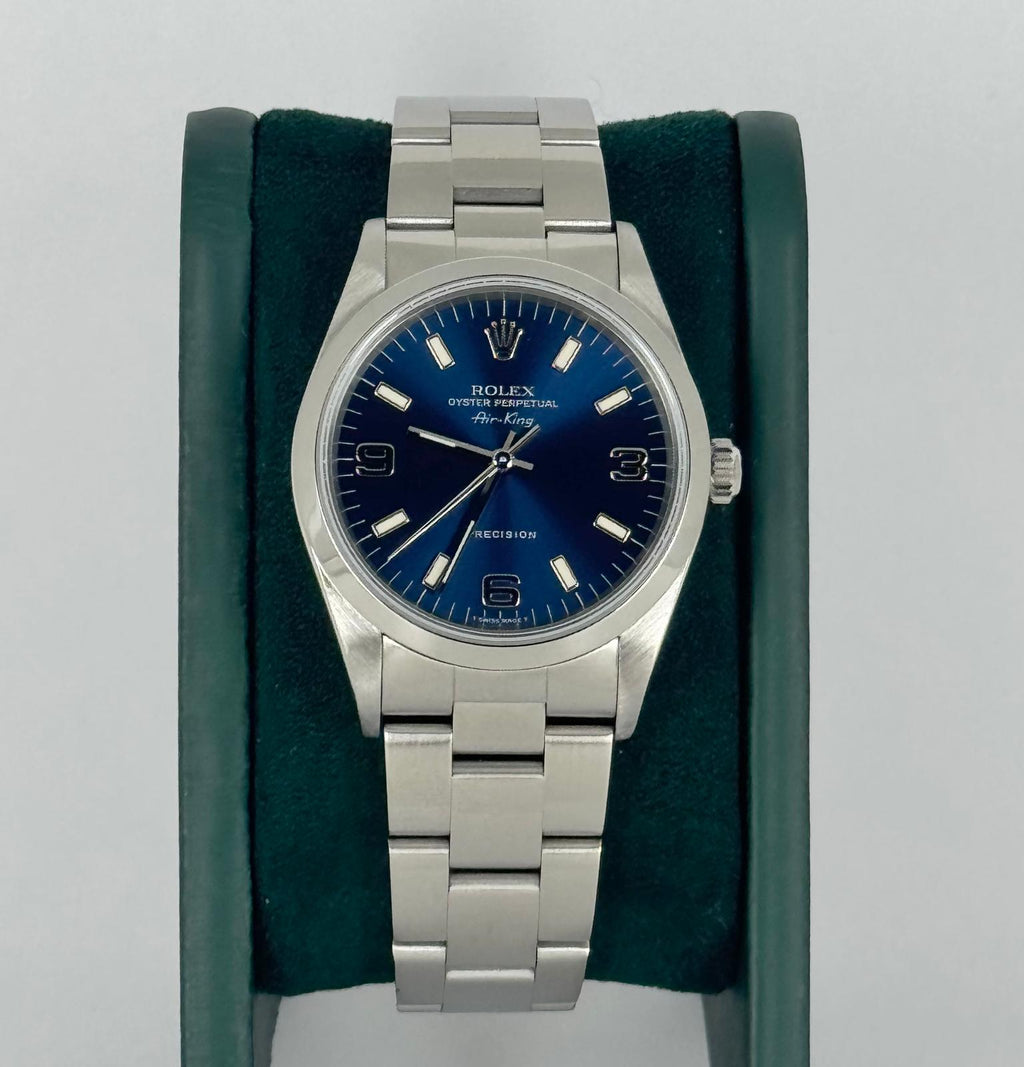 Rolex Air King Seriennummer U 1997 blaues Zifferblatt
